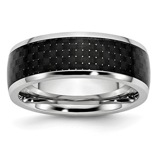 Chisel Cobalt Polished Black Carbon Fiber Inlay 8mm Band