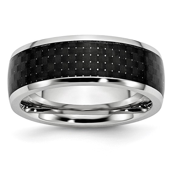 Chisel Cobalt Polished Black Carbon Fiber Inlay 8mm Band