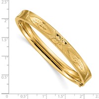14K Yellow Gold 5/16 Diamond-cut Concave 8.00mm Hinged Oval Bangle Bracelet view 3