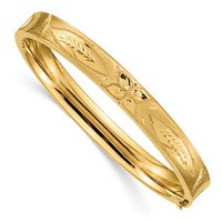 14K Yellow Gold 5/16 Diamond-cut Concave 8.00mm Hinged Oval Bangle Bracelet view 1