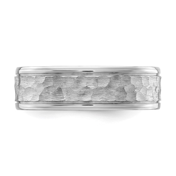 Chisel Cobalt Brushed and Polished Hammered Center 7mm Band