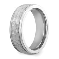 Chisel Cobalt Brushed and Polished Hammered Center 7mm Band view 4