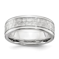 Chisel Cobalt Brushed and Polished Hammered Center 7mm Band view 1