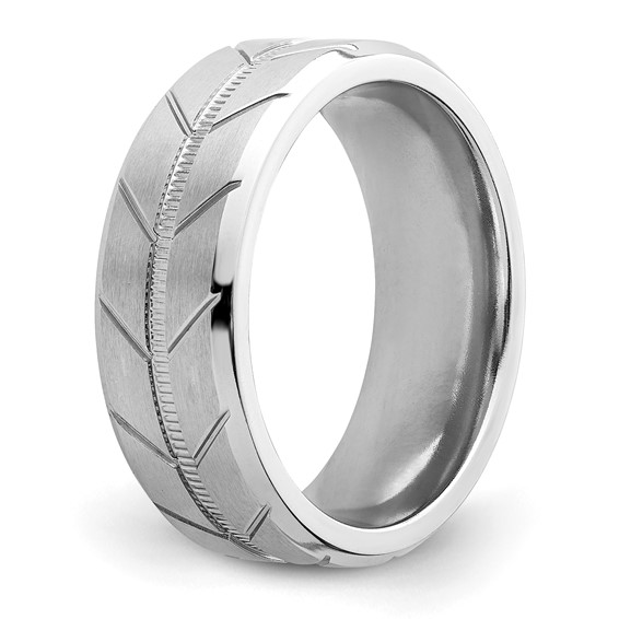 Chisel Cobalt Brushed and Polished Beveled 8mm Band