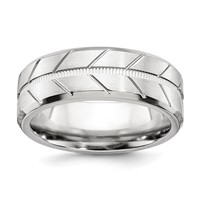 Chisel Cobalt Brushed and Polished Beveled 8mm Band view 1