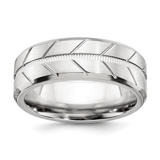 Chisel Cobalt Brushed and Polished Beveled 8mm Band
