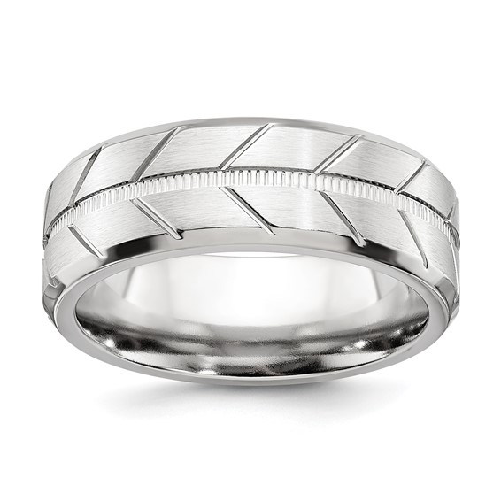 Chisel Cobalt Brushed and Polished Beveled 8mm Band