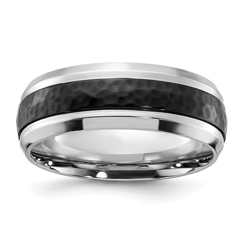 Chisel Cobalt Polished Band with Hammered Black IP-plated Center 8mm