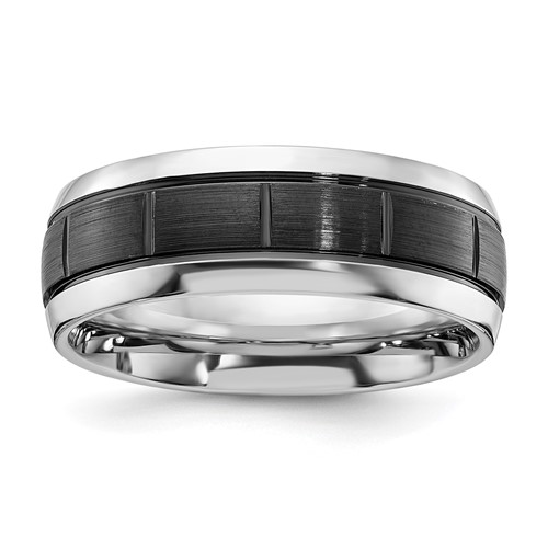 Chisel Cobalt Polished Band with Brushed Black IP-plated Grooved Center 8mm