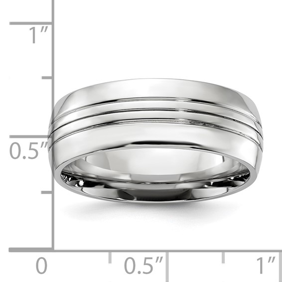 Chisel Cobalt Polished Grooved 8mm Band