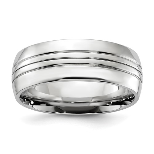 Chisel Cobalt Polished Grooved 8mm Band