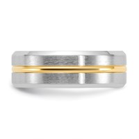 Chisel Cobalt Brushed and Polished Band with Yellow IP-plated Center Beveled Edge 8mm view 3