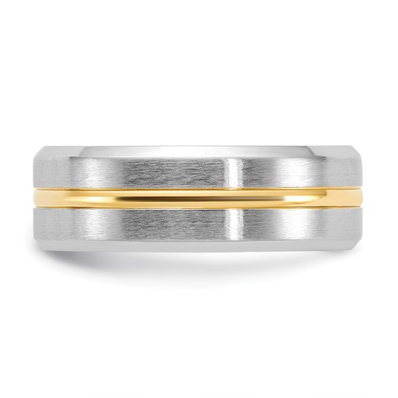 Chisel Cobalt Brushed and Polished with Yellow IP-plated Center Beveled Edge 8mm Band
