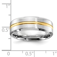 Chisel Cobalt Brushed and Polished Band with Yellow IP-plated Center Beveled Edge 8mm view 4