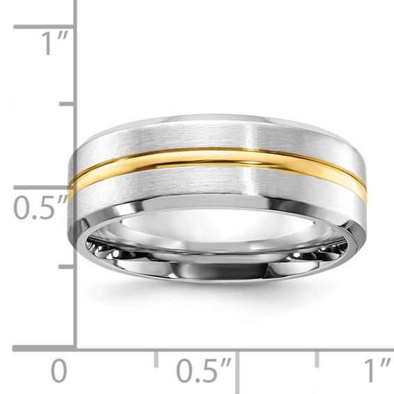 Chisel Cobalt Brushed and Polished with Yellow IP-plated Center Beveled Edge 8mm Band