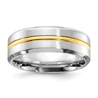 Chisel Cobalt Brushed and Polished Band with Yellow IP-plated Center Beveled Edge 8mm view 1