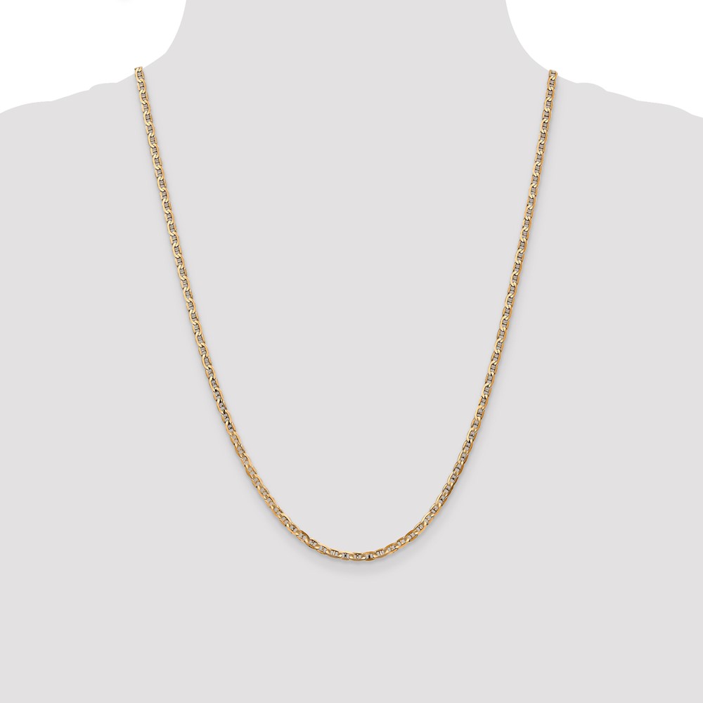 14K 24 inch 3mm Concave Anchor with Lobster Clasp Chain (CCA080-24)