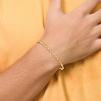 14K 3mm Yellow Gold Concave Anchor Bracelet with Lobster Clasp, 7" view 4