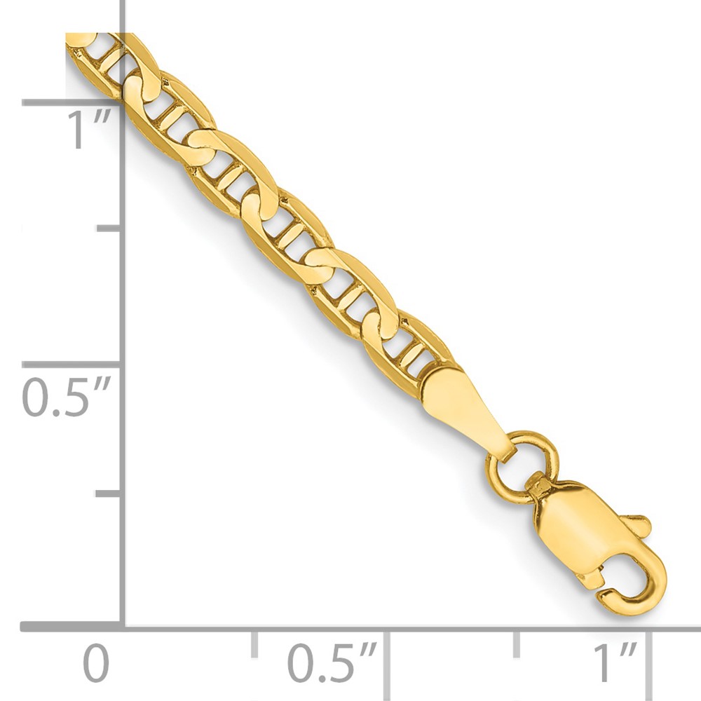 14K 7 inch 3mm Concave Anchor with Lobster Clasp Bracelet (CCA080-7)