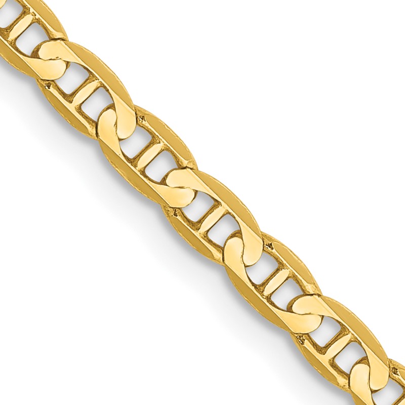 14K 24 inch 3mm Concave Anchor with Lobster Clasp Chain