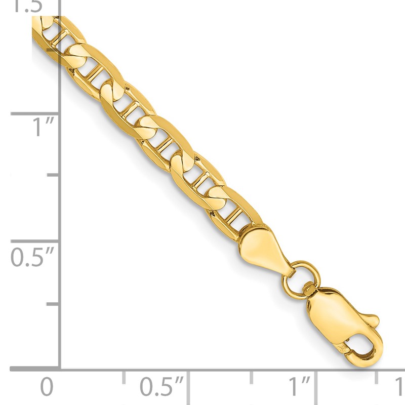 14K 10 inch 3.75mm Concave Anchor with Lobster Clasp Chain