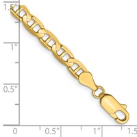 14K 4.5mm Yellow Gold Concave Anchor Bracelet with Lobster Clasp, 7" view 2