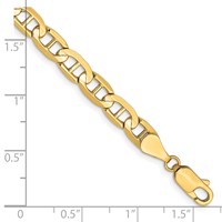 14K 5.25mm Yellow Gold Concave Anchor Bracelet with Lobster Clasp, 7" view 2