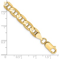 14K 6.25mm Yellow Gold Concave Anchor Bracelet with Lobster Clasp, 7" view 2