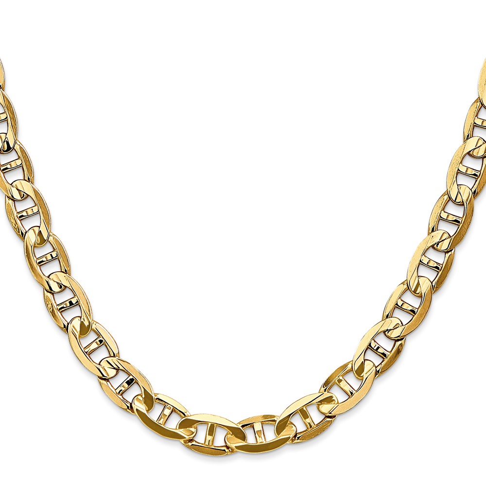 14K 24 inch 7mm Concave Anchor with Lobster Clasp Chain (CCA180-24)