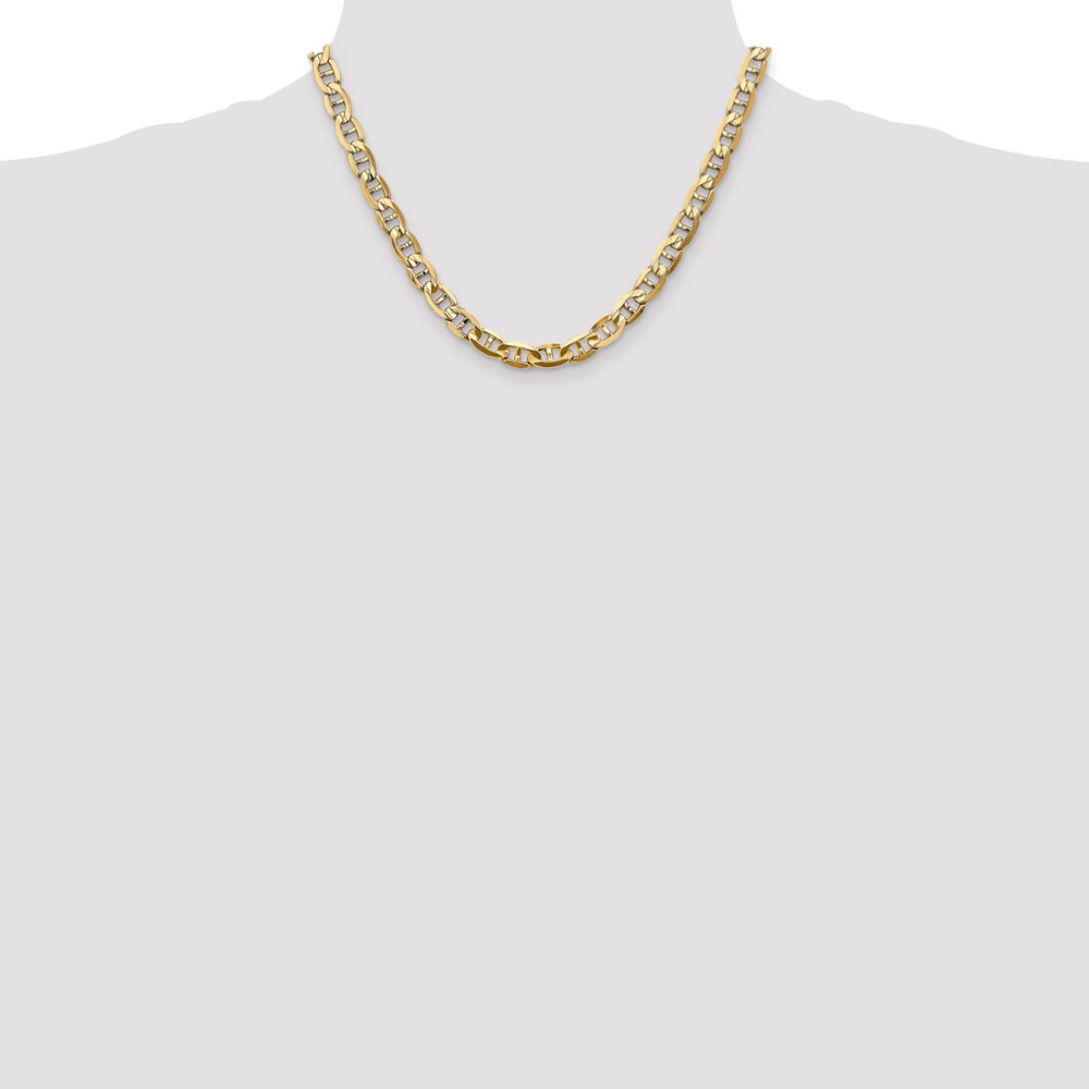 14K 18 inch 7mm Concave Anchor with Lobster Clasp Chain (CCA180-18)