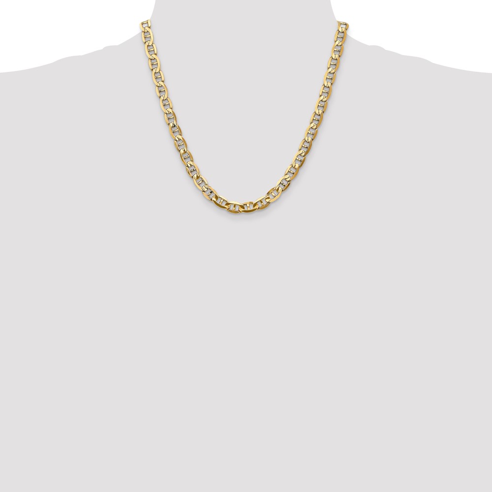 14K 20 inch 7mm Concave Anchor with Lobster Clasp Chain (CCA180-20)