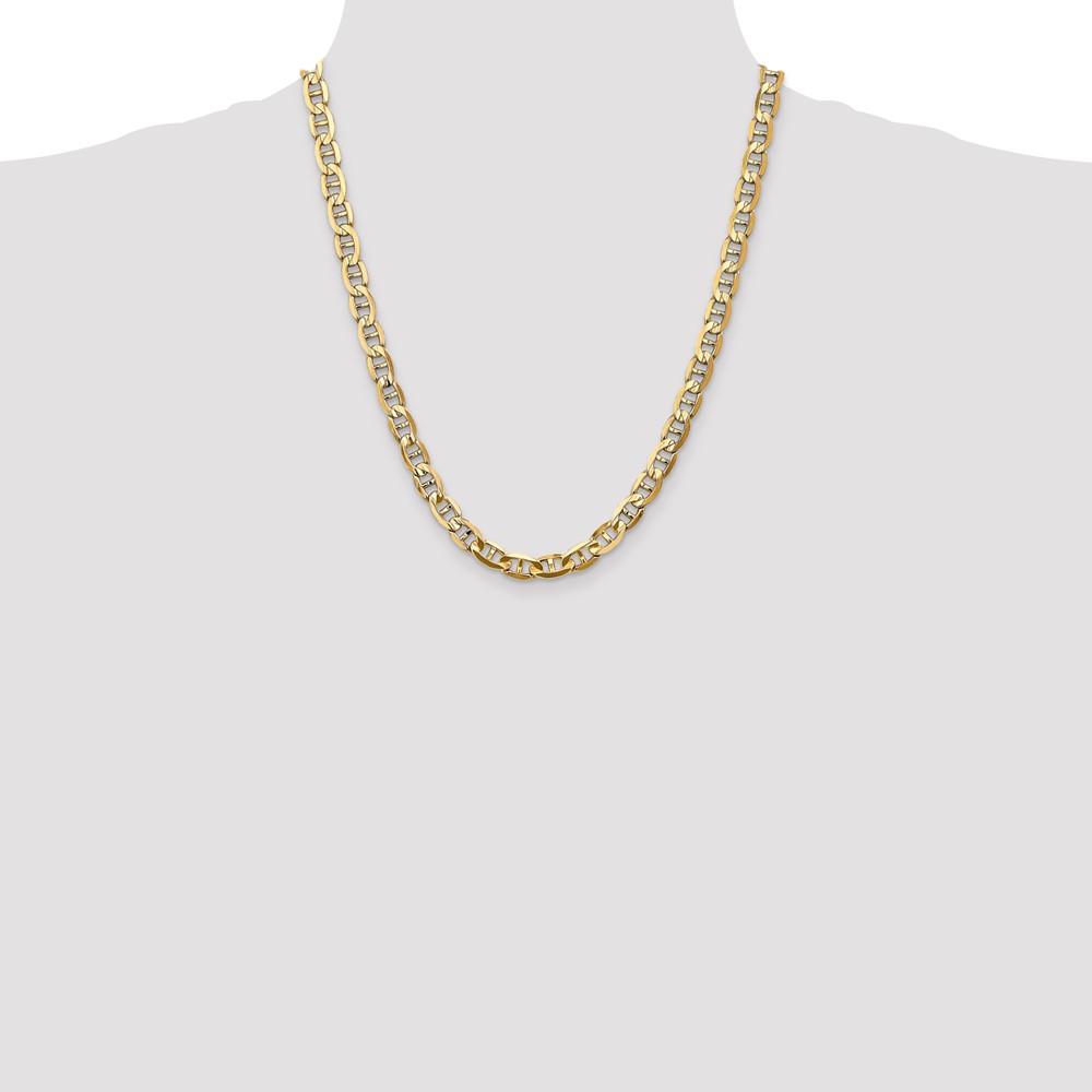 14K 22 inch 7mm Concave Anchor with Lobster Clasp Chain (CCA180-22)