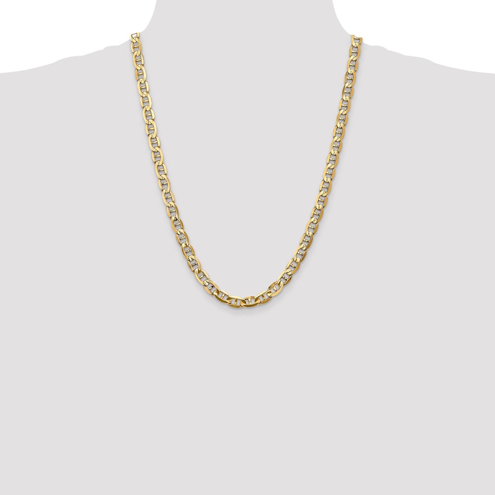 14K 24 inch 7mm Concave Anchor with Lobster Clasp Chain (CCA180-24)