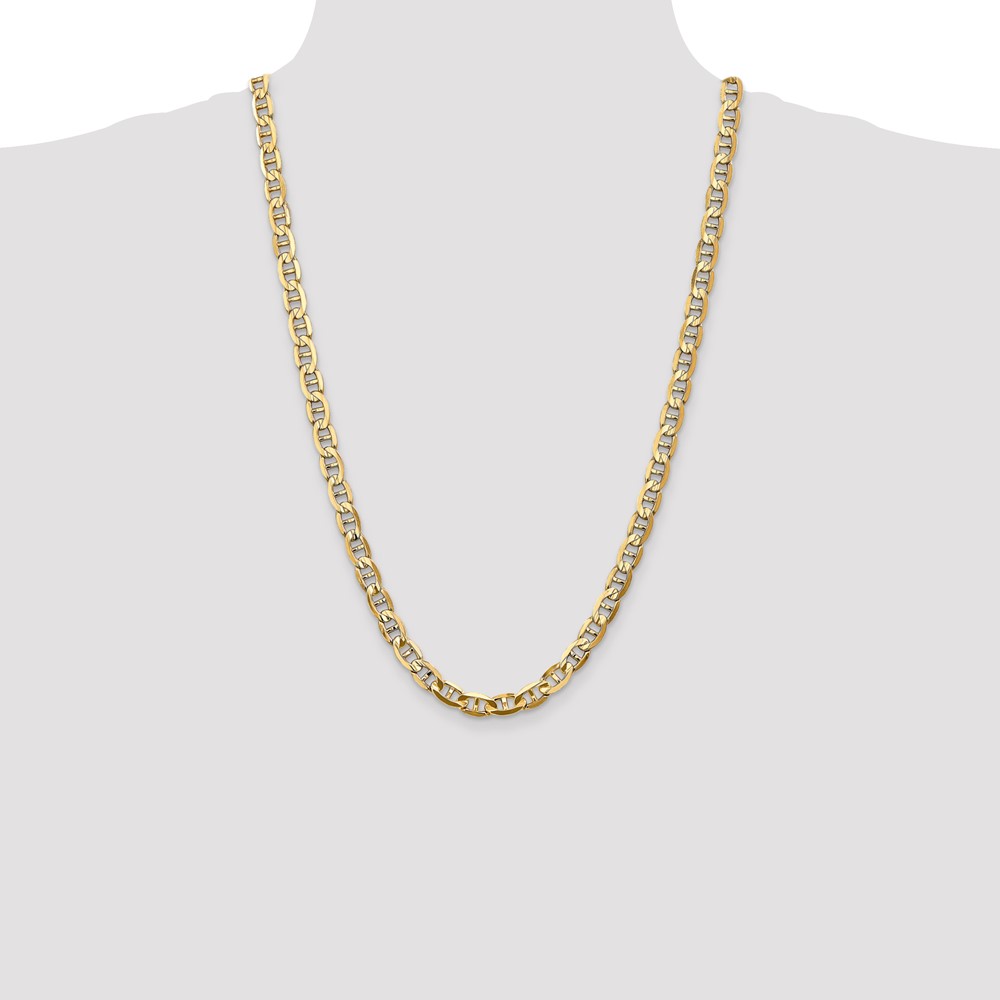 14K 26 inch 7mm Concave Anchor with Lobster Clasp Chain (CCA180-26)