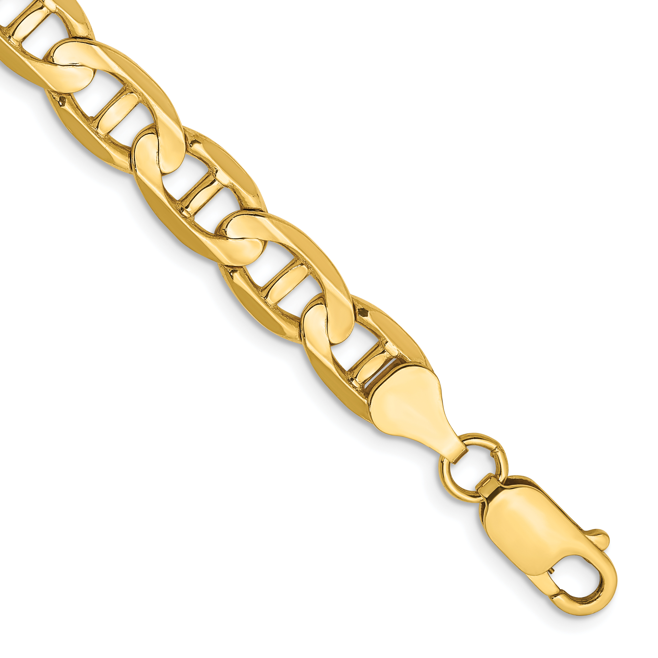 14K 9 inch 7mm Concave Anchor with Lobster Clasp Chain (CCA180-9)
