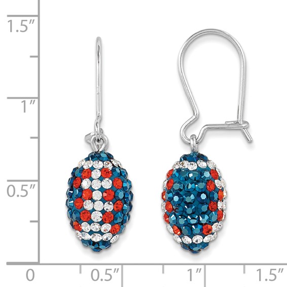Sterling Silver Crystal Football Earrings