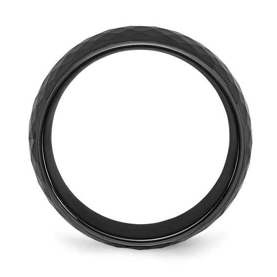 Ceramic Black 7MM Faceted Band