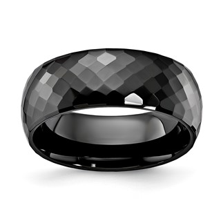 Ceramic Black 7MM Faceted Band