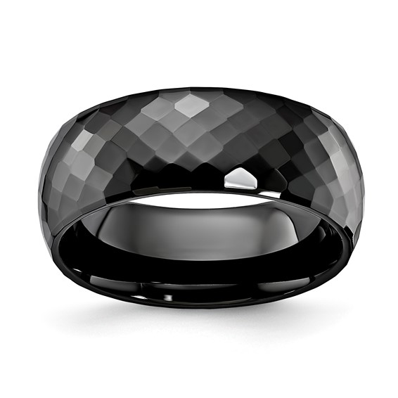 Ceramic Black 7MM Faceted Band