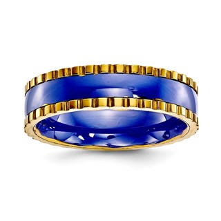 Blue Ceramic w/ Yellow IP 6mm Band