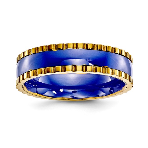 Blue Ceramic w/ Yellow IP 6mm Band