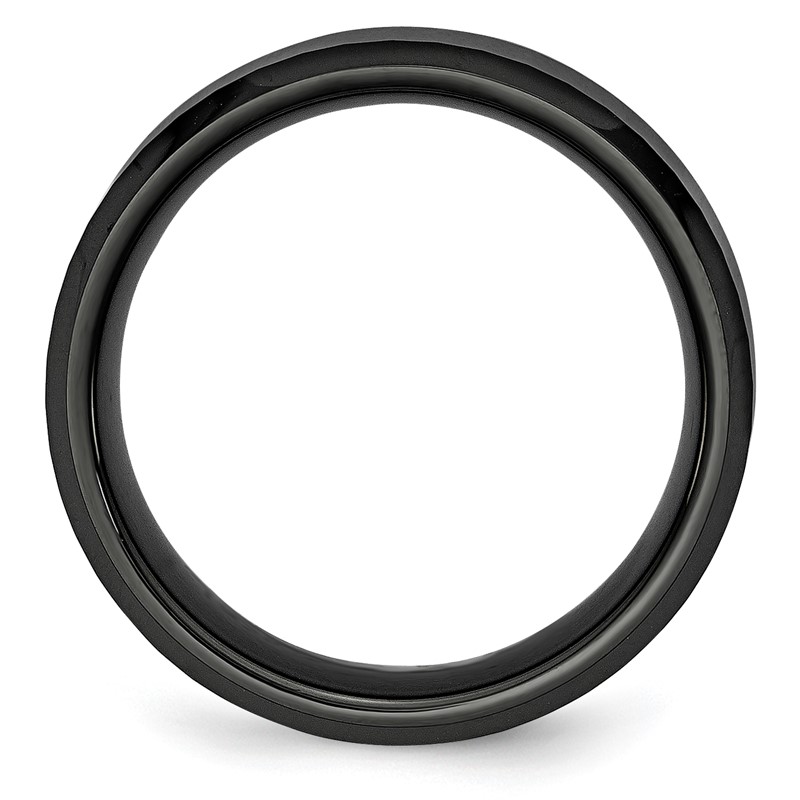Chisel Ceramic Black Faceted Beveled Edge 8mm Polished Band