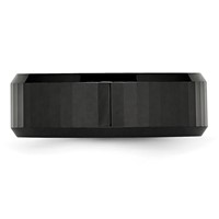 Chisel Ceramic Black Faceted Beveled Edge 8mm Polished Band view 3
