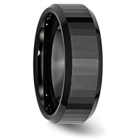 Chisel Ceramic Black Faceted Beveled Edge 8mm Polished Band view 4