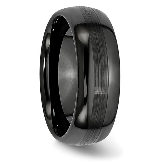 Chisel Ceramic Black 8mm Brushed and Polished Band