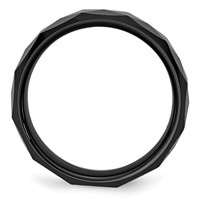 Chisel Ceramic Faceted Black 8mm Polished Beveled Edge Band view 2
