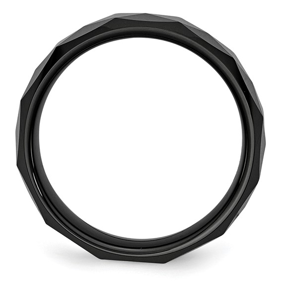 Chisel Ceramic Faceted Black 8mm Polished Beveled Edge Band