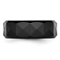 Chisel Ceramic Faceted Black 8mm Polished Beveled Edge Band view 3