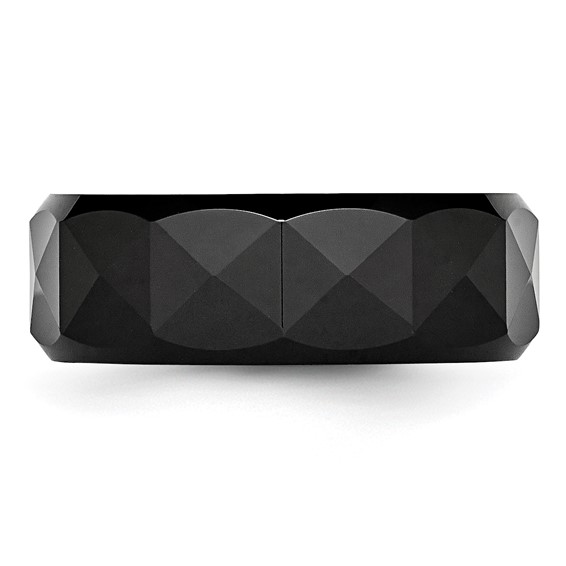 Chisel Ceramic Faceted Black 8mm Polished Beveled Edge Band