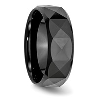 Chisel Ceramic Faceted Black 8mm Polished Beveled Edge Band view 4